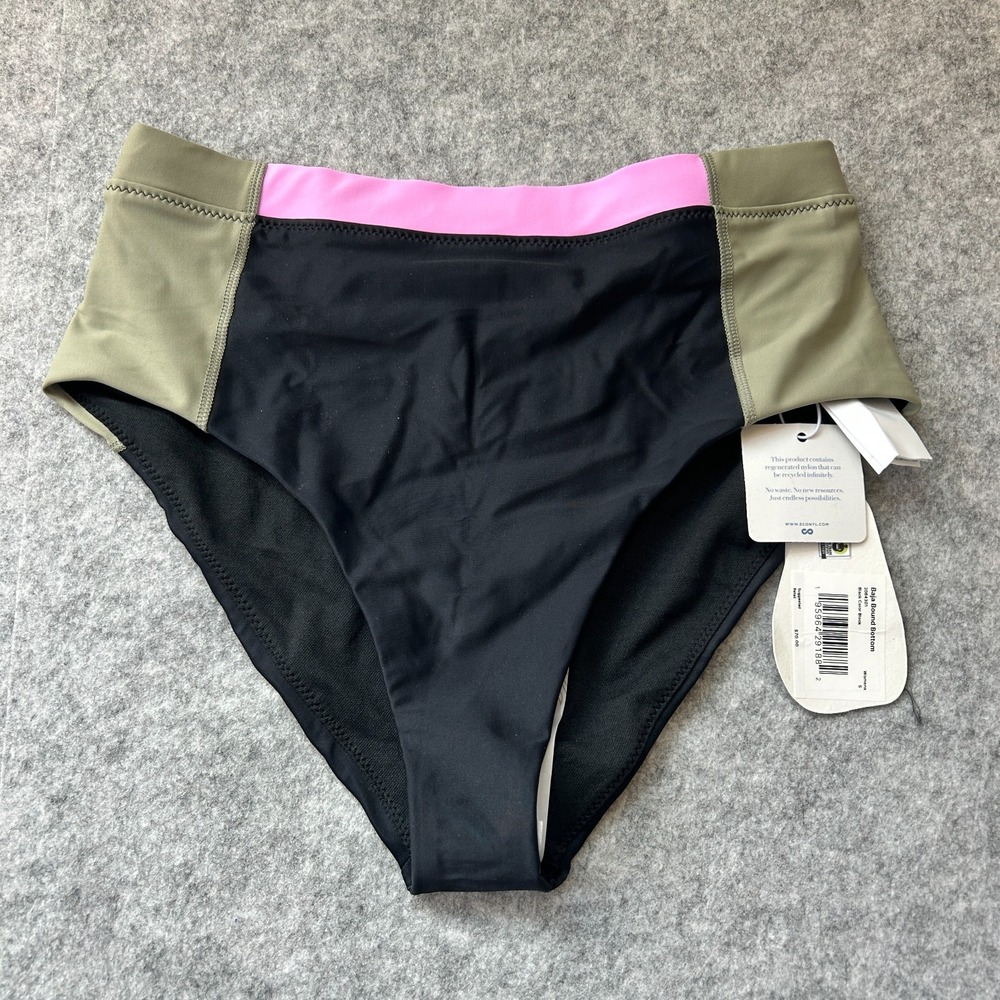 PrAna Tulum Bottom Black Color Block Bikini Bottoms (Size Small)